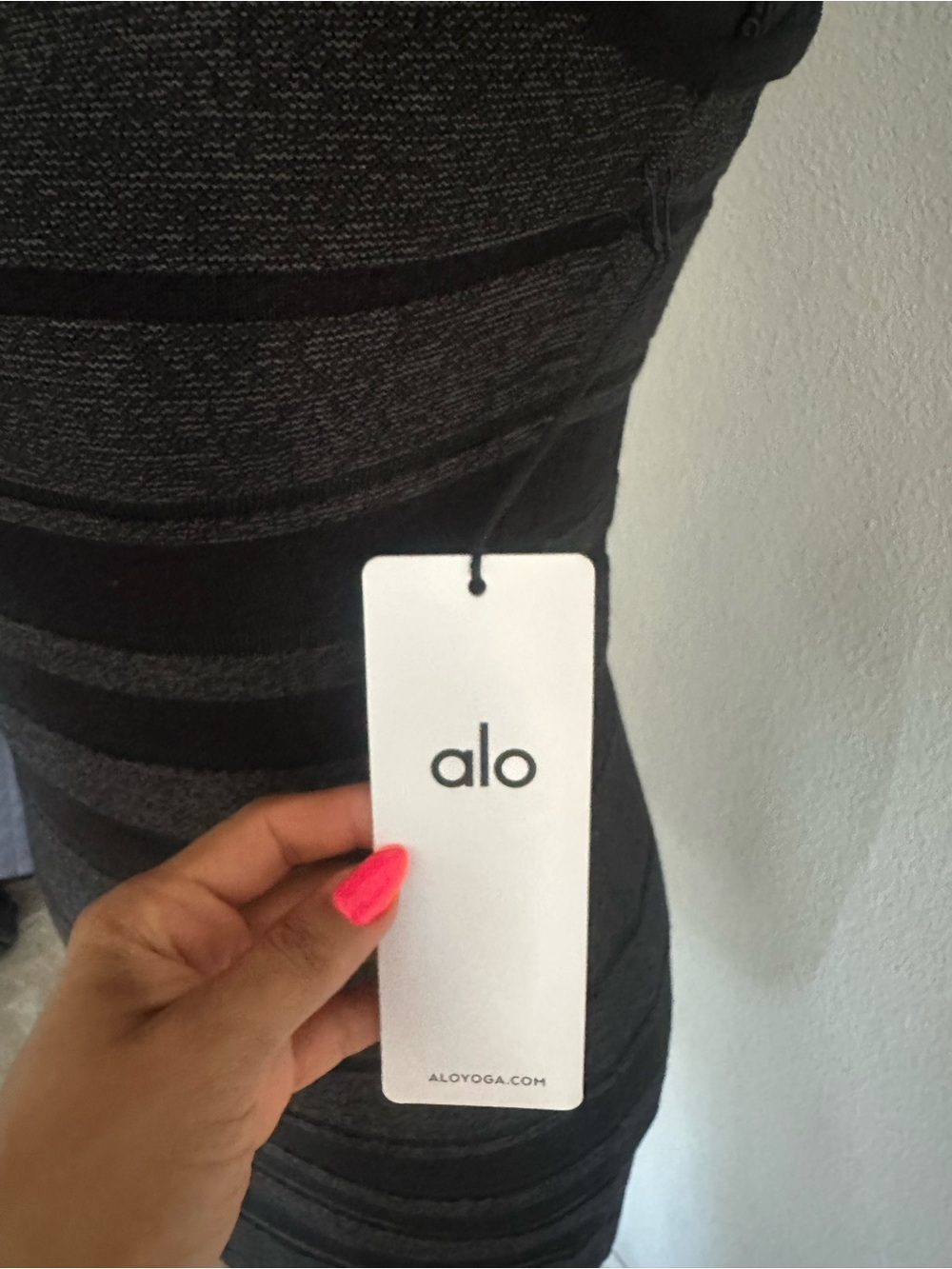 ALO Yoga Black and Charcoal Striped Tank
